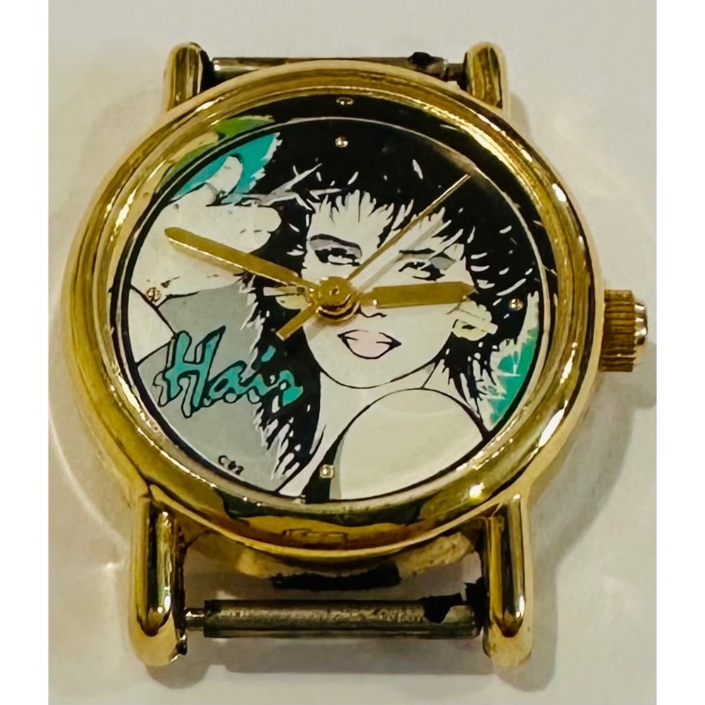 RARE Vintage 1980s Pop Art Graphic Watch Head Retro "Hair" Salon *No Band *Works